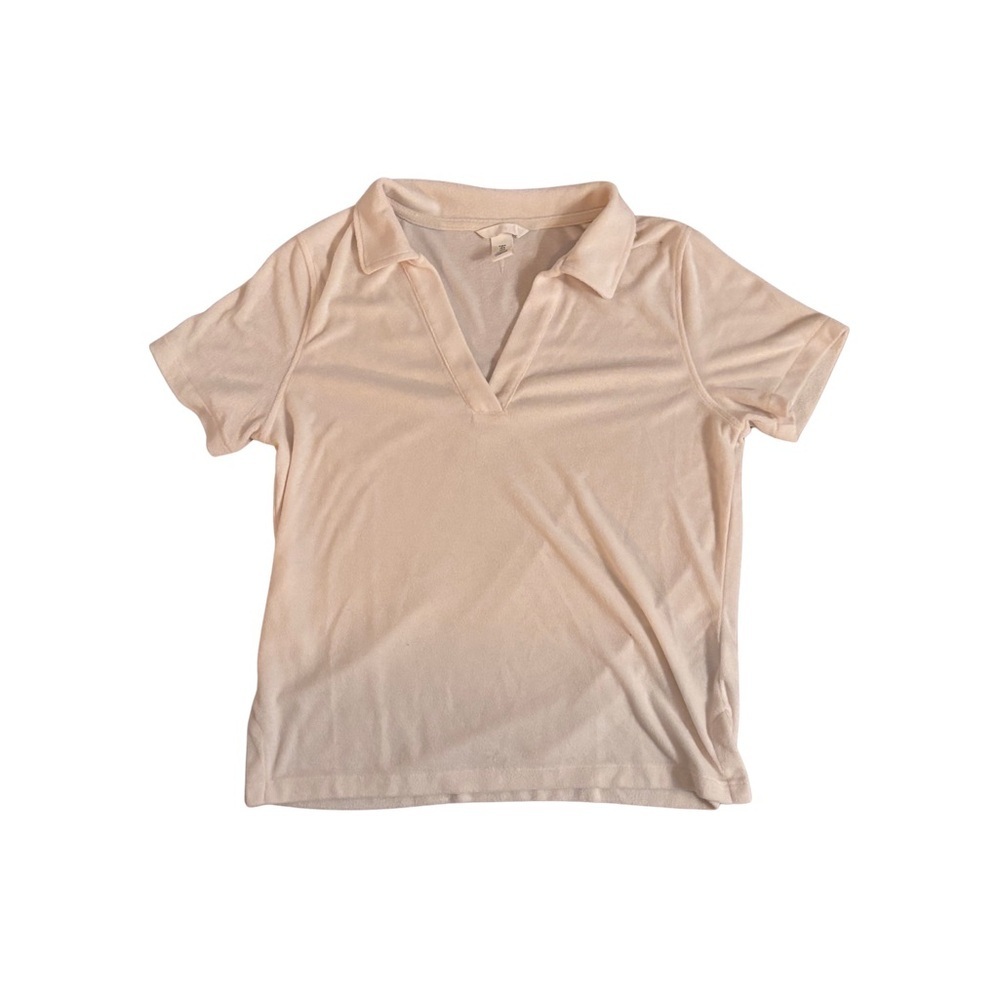 H&M Terry Cloth Cream Short Sleeve Polo Shirt